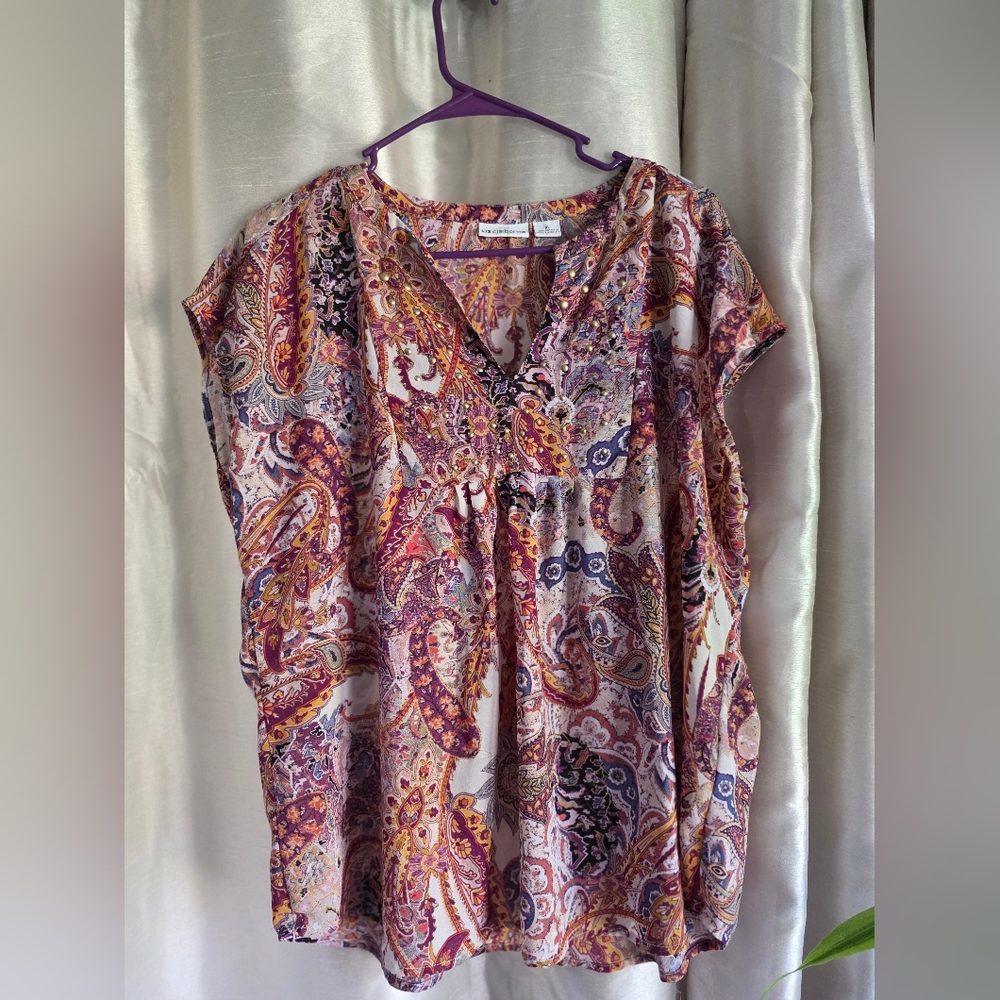 Liz Claiborne Multicolor Paisley Blouse